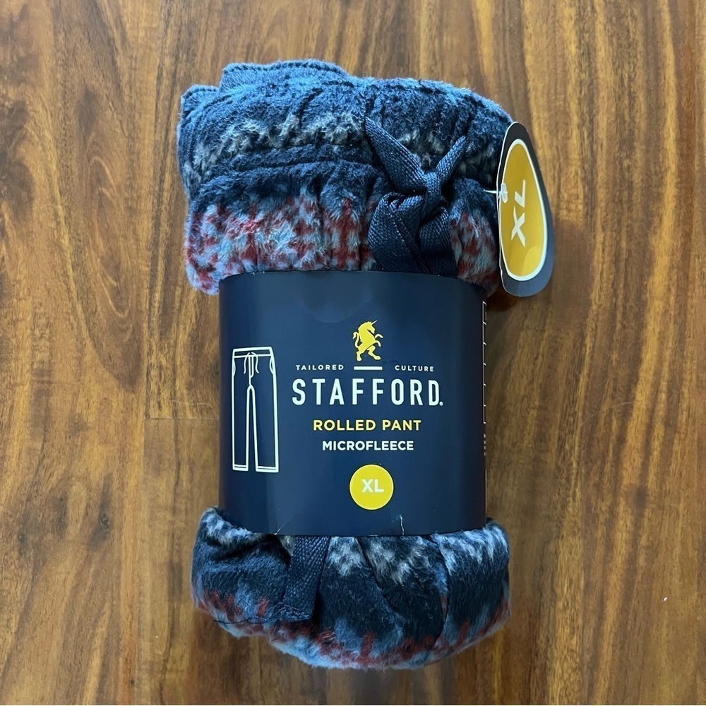 NEW Stafford Rolled Pajama Pant Microfleece Blue Sweater Print size XL